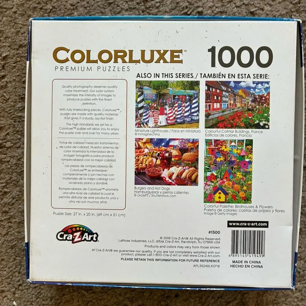 Lot of 5 Jigsaw Puzzles 1000 Pieces Cats Horses Wolf Carousel Horse Lighthouses